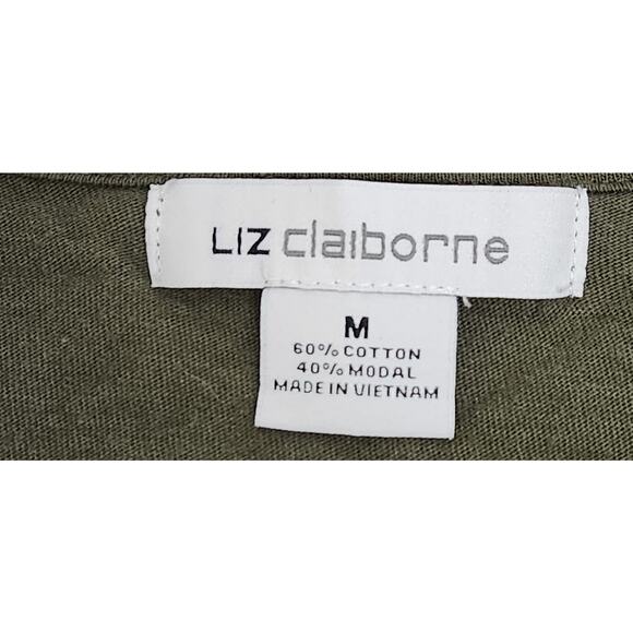 Liz Claiborne Green Pointed Draped Front Cardigan Sweater Medium Lightweight - Picture 4 of 4